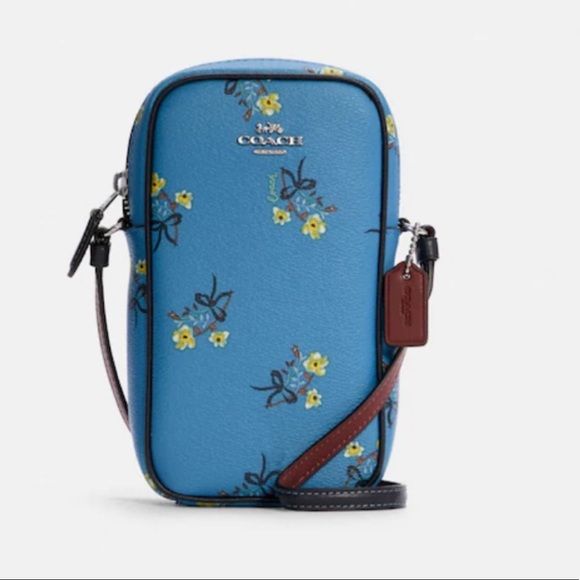 North South Zip iPhone Crossbody with Floral bow print - Picture 2 of 6